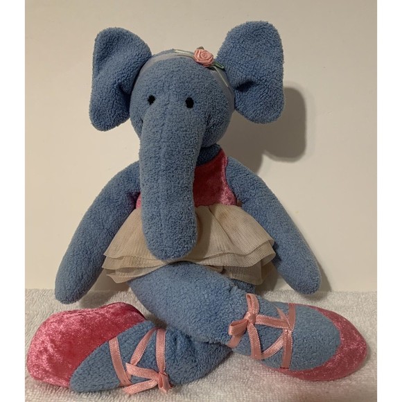 Bestever Plush Elephant Blue Pink Ballerina 14" Ballet TuTu Slippers Headband - Picture 8 of 9